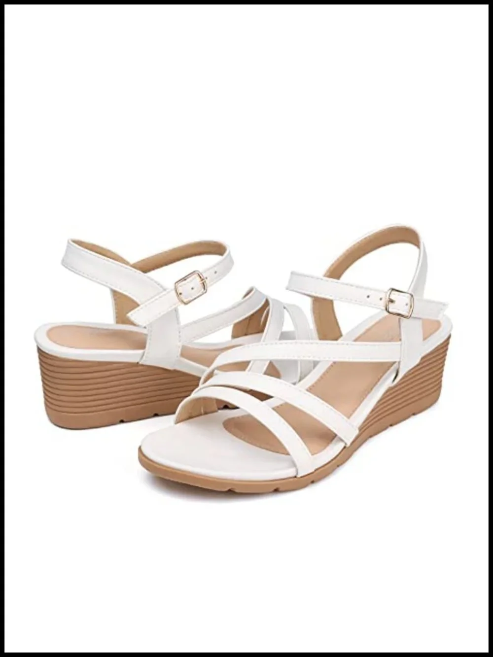 Wedge Sandals for Women Dressy Low Heel Ankle Strap Open Toe